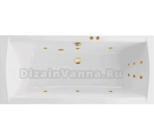Акриловая ванна Excellent Aquaria Lux Line 180x80 см, встраиваемая, с гидромассажем, белая, с каркасом, со сливом-переливом, фурнитура золото