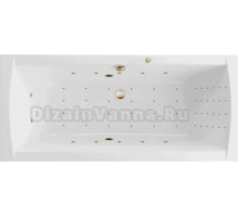 Акриловая ванна Excellent Aquaria Lux Nano 180x80 см, встраиваемая, с гидромассажем, белая, с каркасом, со сливом-переливом, фурнитура золото