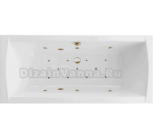 Акриловая ванна Excellent Aquaria Lux Relax 180x80 см, встраиваемая, с гидромассажем, белая, с каркасом, со сливом-переливом, фурнитура бронза