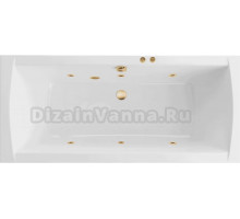 Акриловая ванна Excellent Aquaria Lux Soft 180x80 см, встраиваемая, с гидромассажем, белая, с каркасом, со сливом-переливом, фурнитура золото