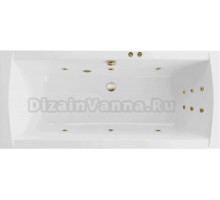 Акриловая ванна Excellent Aquaria Lux Slim Line 180x80 см, встраиваемая, с гидромассажем, белая, с каркасом, со сливом-переливом, фурнитура бронза