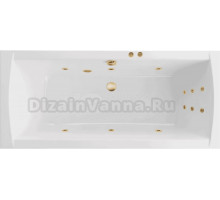 Акриловая ванна Excellent Aquaria Lux Slim Line 180x80 см, встраиваемая, с гидромассажем, белая, с каркасом, со сливом-переливом, фурнитура золото