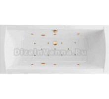 Акриловая ванна Excellent Aquaria Lux Slim Relax 180x80 см, встраиваемая, с гидромассажем, белая, с каркасом, со сливом-переливом, фурнитура золото