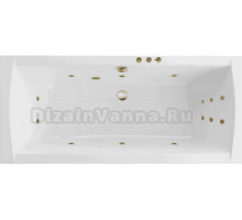 Акриловая ванна Excellent Aquaria Lux Slim Smart 180x80 см, встраиваемая, с гидромассажем, белая, с каркасом, со сливом-переливом, фурнитура бронза