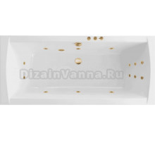 Акриловая ванна Excellent Aquaria Lux Slim Smart 180x80 см, встраиваемая, с гидромассажем, белая, с каркасом, со сливом-переливом, фурнитура золото
