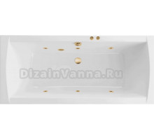 Акриловая ванна Excellent Aquaria Lux Slim Soft 180x80 см, встраиваемая, с гидромассажем, белая, с каркасом, со сливом-переливом, фурнитура золото