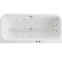 Акриловая ванна Excellent Arana Line 180x85 см, встраиваемая, с гидромассажем, белая, с каркасом, со сливом-переливом, фурнитура бронза