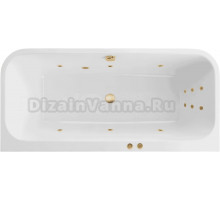 Акриловая ванна Excellent Arana Line 180x85 см, встраиваемая, с гидромассажем, белая, с каркасом, со сливом-переливом, фурнитура золото
