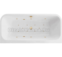Акриловая ванна Excellent Arana Relax 180x85 см, встраиваемая, с гидромассажем, белая, с каркасом, со сливом-переливом, фурнитура золото