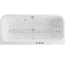 Акриловая ванна Excellent Arana Smart 180x85 см, встраиваемая, с гидромассажем, белая, с каркасом, со сливом-переливом, фурнитура бронза