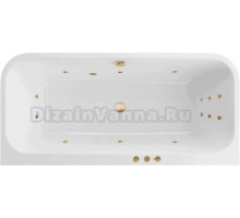 Акриловая ванна Excellent Arana Smart 180x85 см, встраиваемая, с гидромассажем, белая, с каркасом, со сливом-переливом, фурнитура золото