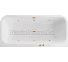 Акриловая ванна Excellent Arana Soft 180x85 см, встраиваемая, с гидромассажем, белая, с каркасом, со сливом-переливом, фурнитура золото