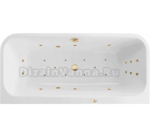 Акриловая ванна Excellent Arana Ultra 180x85 см, встраиваемая, с гидромассажем, белая, с каркасом, со сливом-переливом, фурнитура золото