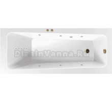 Акриловая ванна Excellent Ava Line Nano 160x70 см, встраиваемая, с гидромассажем, белая, с каркасом, со сливом-переливом, фурнитура золото