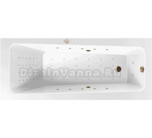 Акриловая ванна Excellent Ava Nano 160x70 см, встраиваемая, с гидромассажем, белая, с каркасом, со сливом-переливом, фурнитура золото