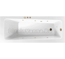 Акриловая ванна Excellent Ava Smart Nano 160x70 см, встраиваемая, с гидромассажем, белая, с каркасом, со сливом-переливом, фурнитура золото
