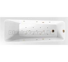 Акриловая ванна Excellent Ava Relax 170x70 см, встраиваемая, с гидромассажем, белая, с каркасом, со сливом-переливом, фурнитура золото