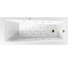 Акриловая ванна Excellent Ava Ultra Nano 170x70 см, встраиваемая, с гидромассажем, белая, с каркасом, со сливом-переливом, фурнитура золото