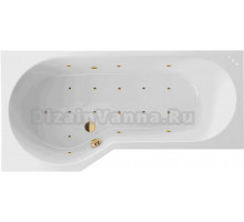 Акриловая ванна Excellent Be Spot Relax L 160x80 см, угловая, левая, встраиваемая, с гидромассажем, белая, асимметричная, с каркасом, со сливом-переливом, фурнитура золото