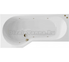 Акриловая ванна Excellent Be Spot Soft L 160x80 см, угловая, левая, встраиваемая, с гидромассажем, белая, асимметричная, с каркасом, со сливом-переливом, фурнитура бронза