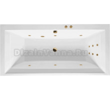 Акриловая ванна Excellent Crown Grand Line 190x90 см, встраиваемая, с гидромассажем, белая, с каркасом, со сливом-переливом, фурнитура золото