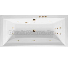 Акриловая ванна Excellent Crown Grand Smart 190x90 см, встраиваемая, с гидромассажем, белая, с каркасом, со сливом-переливом, фурнитура золото