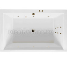 Акриловая ванна Excellent Crown Lux Line 190x120 см, встраиваемая, с гидромассажем, белая, с каркасом, для двоих, со сливом-переливом, фурнитура золото