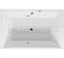 Акриловая ванна Excellent Crown Lux Nano 190x120 см, встраиваемая, с гидромассажем, белая, с каркасом, для двоих, со сливом-переливом, фурнитура золото