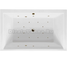 Акриловая ванна Excellent Crown Lux Relax 190x120 см, встраиваемая, с гидромассажем, белая, с каркасом, для двоих, со сливом-переливом, фурнитура бронза