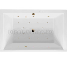 Акриловая ванна Excellent Crown Lux Relax 190x120 см, встраиваемая, с гидромассажем, белая, с каркасом, для двоих, со сливом-переливом, фурнитура золото
