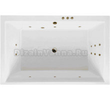 Акриловая ванна Excellent Crown Lux Smart 190x120 см, встраиваемая, с гидромассажем, белая, с каркасом, для двоих, со сливом-переливом, фурнитура бронза