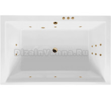 Акриловая ванна Excellent Crown Lux Smart 190x120 см, встраиваемая, с гидромассажем, белая, с каркасом, для двоих, со сливом-переливом, фурнитура золото