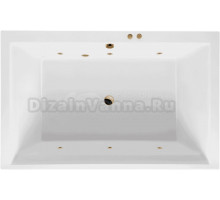 Акриловая ванна Excellent Crown Lux Soft 190x120 см, встраиваемая, с гидромассажем, белая, с каркасом, для двоих, со сливом-переливом, фурнитура золото