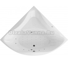 Акриловая ванна Excellent Glamour Nano 150x150 см, угловая, встраиваемая, с гидромассажем, белая, четверть круга, с каркасом, с сиденьем, со сливом-переливом