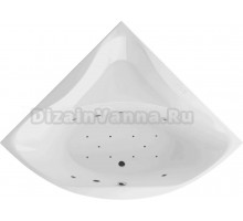 Акриловая ванна Excellent Glamour Relax 150x150 см, угловая, встраиваемая, с гидромассажем, белая, четверть круга, с каркасом, с сиденьем, со сливом-переливом