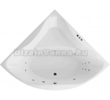 Акриловая ванна Excellent Glamour Smart 150x150 см, угловая, встраиваемая, с гидромассажем, белая, четверть круга, с каркасом, с сиденьем, со сливом-переливом