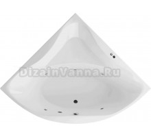 Акриловая ванна Excellent Glamour Soft 150x150 см, угловая, встраиваемая, с гидромассажем, белая, четверть круга, с каркасом, с сиденьем, со сливом-переливом