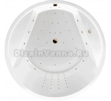 Акриловая ванна Excellent Great Arc Nano 160x160 см, встраиваемая, с гидромассажем, белая, круглая, с каркасом, для двоих, со сливом-переливом, фурнитура золото