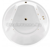 Акриловая ванна Excellent Great Arc Soft 160x160 см, встраиваемая, с гидромассажем, белая, круглая, с каркасом, для двоих, со сливом-переливом, фурнитура золото