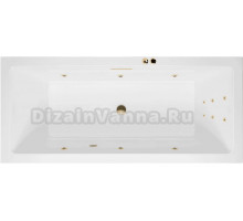 Акриловая ванна Excellent Heaven Slim Line 160x75 см, встраиваемая, с гидромассажем, белая, с каркасом, со сливом-переливом, фурнитура золото