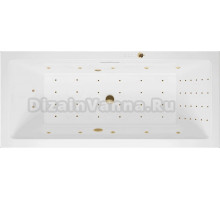 Акриловая ванна Excellent Heaven Slim Nano 160x75 см, встраиваемая, с гидромассажем, белая, с каркасом, со сливом-переливом, фурнитура золото