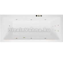 Акриловая ванна Excellent Heaven Slim Smart 170x75 см, встраиваемая, с гидромассажем, белая, с каркасом, со сливом-переливом, фурнитура бронза