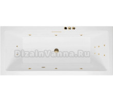 Акриловая ванна Excellent Heaven Slim Smart 170x75 см, встраиваемая, с гидромассажем, белая, с каркасом, со сливом-переливом, фурнитура золото