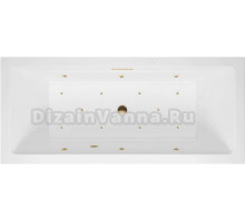 Акриловая ванна Excellent Heaven Slim Relax 180x80 см, встраиваемая, с гидромассажем, белая, с каркасом, со сливом-переливом, фурнитура золото