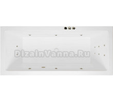 Акриловая ванна Excellent Heaven Slim Smart 180x80 см, встраиваемая, с гидромассажем, белая, с каркасом, со сливом-переливом, фурнитура бронза