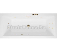 Акриловая ванна Excellent Heaven Slim Smart 180x80 см, встраиваемая, с гидромассажем, белая, с каркасом, со сливом-переливом, фурнитура золото