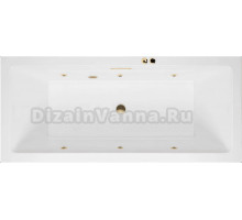 Акриловая ванна Excellent Heaven Slim Soft 180x80 см, встраиваемая, с гидромассажем, белая, с каркасом, со сливом-переливом, фурнитура золото