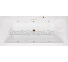 Акриловая ванна Excellent Heaven Slim Ultra 180x80 см, встраиваемая, с гидромассажем, белая, с каркасом, со сливом-переливом, фурнитура золото