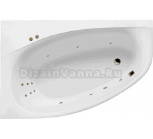 Акриловая ванна Excellent Kameleon Line L 170x110 см, угловая, левая, встраиваемая, с гидромассажем, белая, асимметричная, с каркасом, со сливом-переливом, фурнитура бронза