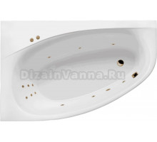 Акриловая ванна Excellent Kameleon Line L 170x110 см, угловая, левая, встраиваемая, с гидромассажем, белая, асимметричная, с каркасом, со сливом-переливом, фурнитура золото